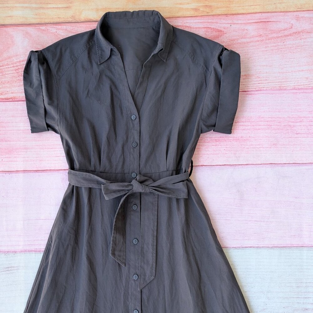 Brochu Walker The Fia Belted Cotton Blend Midi Shirt Dress M - Picture 5 of 8